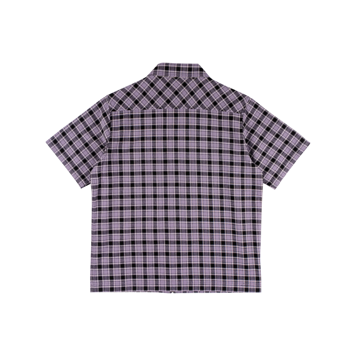 Welcome Cell Woven Plaid Zip Shirt - Lavender Grey