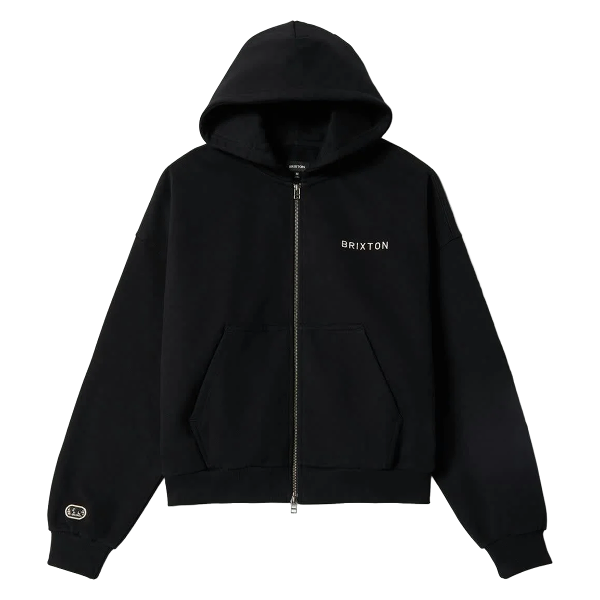 Brixton Embroidered Heavyweight Oversized Full Zip Hoodie Black