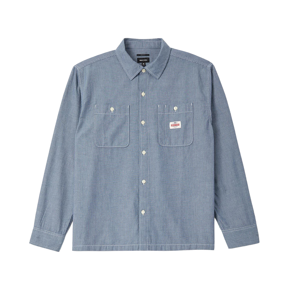 Brixton Trademark Long Sleeve Shirt - Blue Chambray Micro Stripe