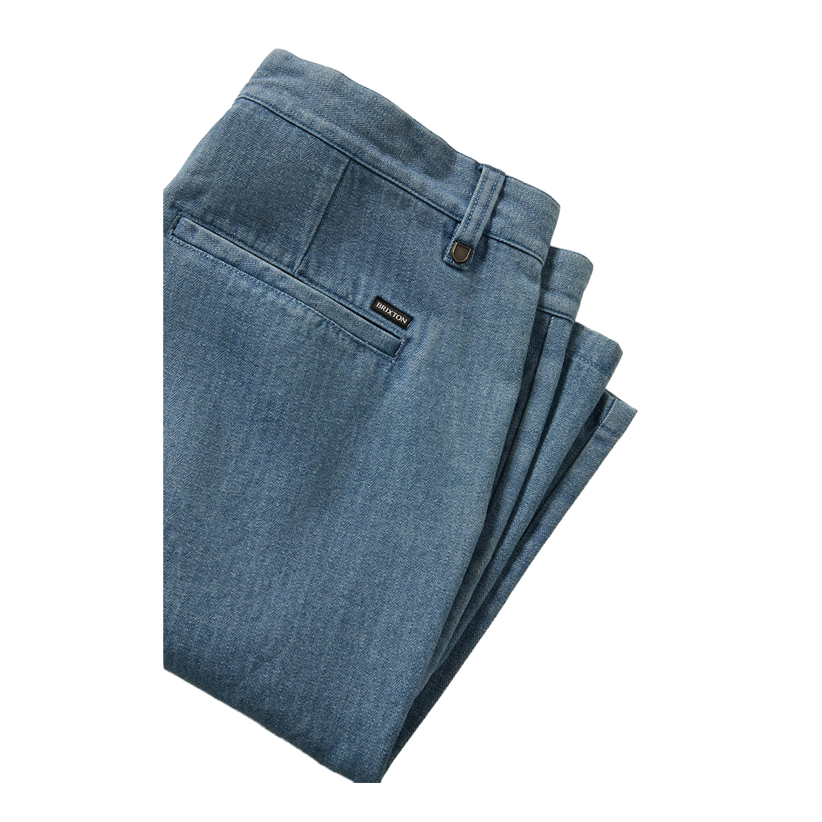 Brixton Choice Chino Baggy Shorts - Light Wash Denim Herringbone