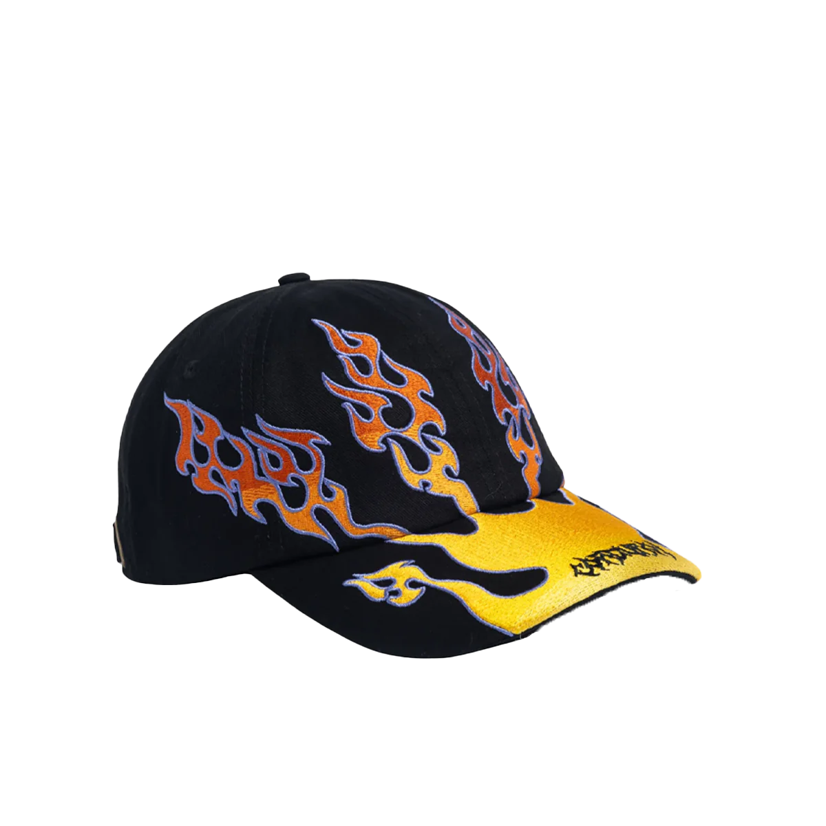 Corduroy Flames Strapback Hat - Black