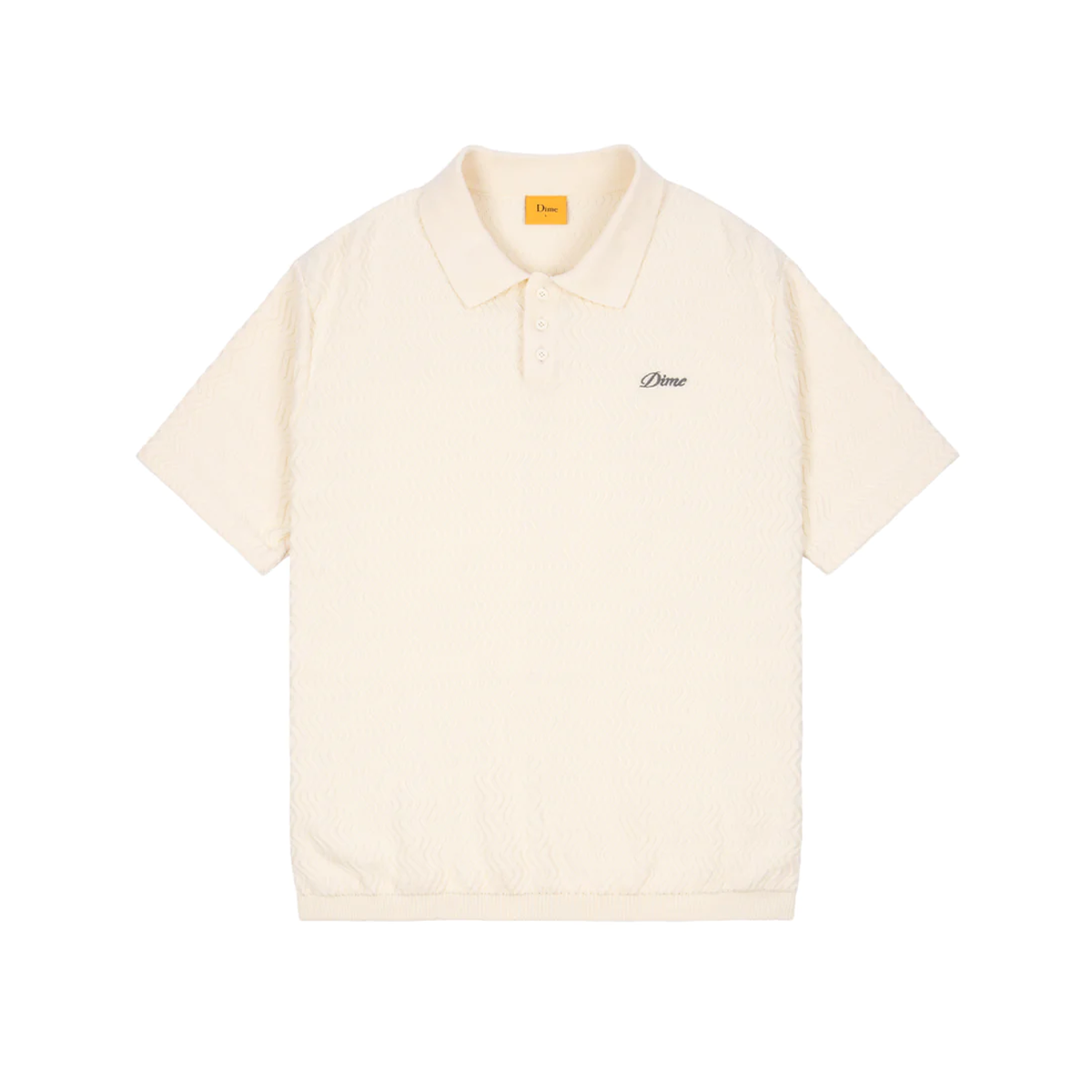 Dime Wave Cable Knit Polo - Cream