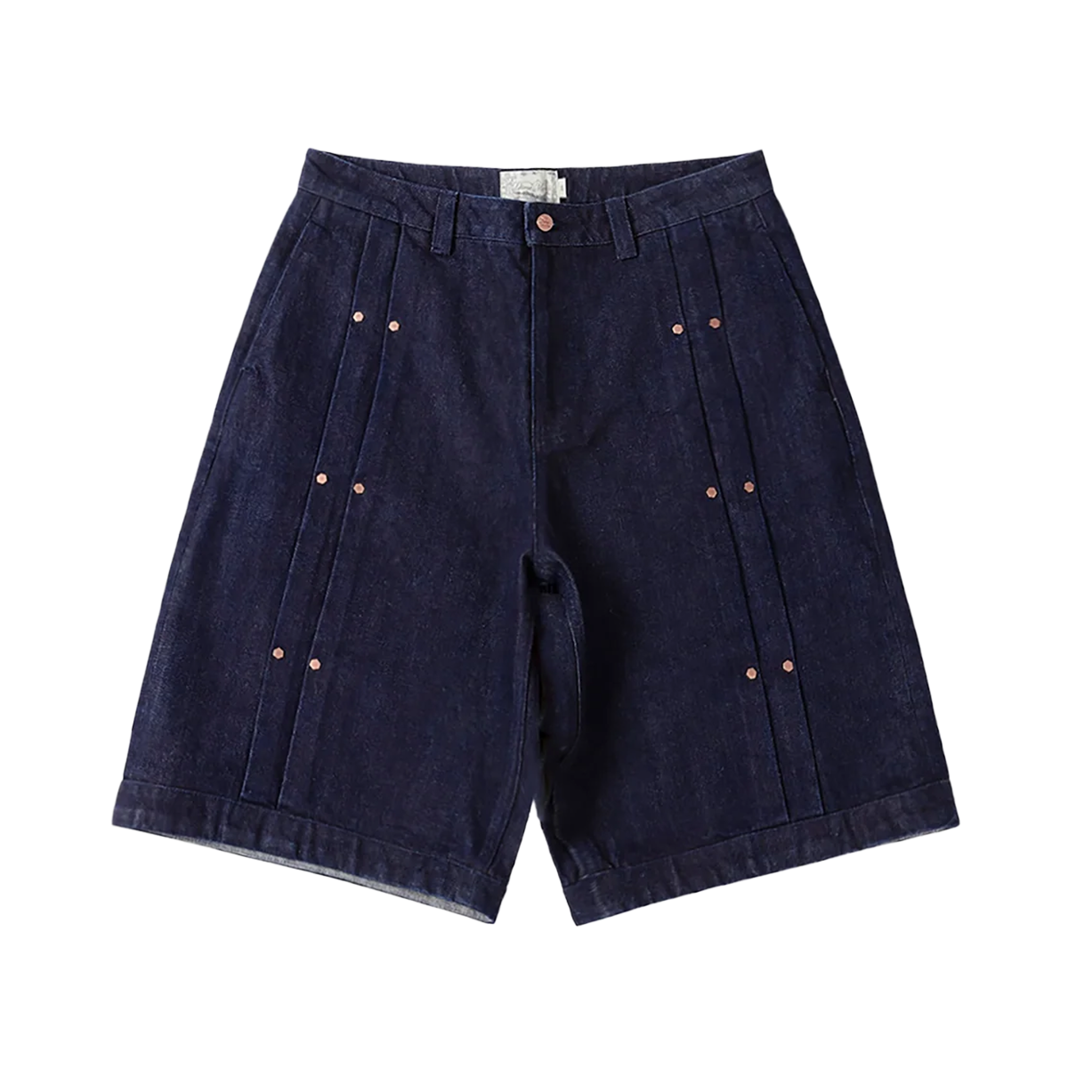 Dime Pleated Baggy Denim Shorts - Indigo