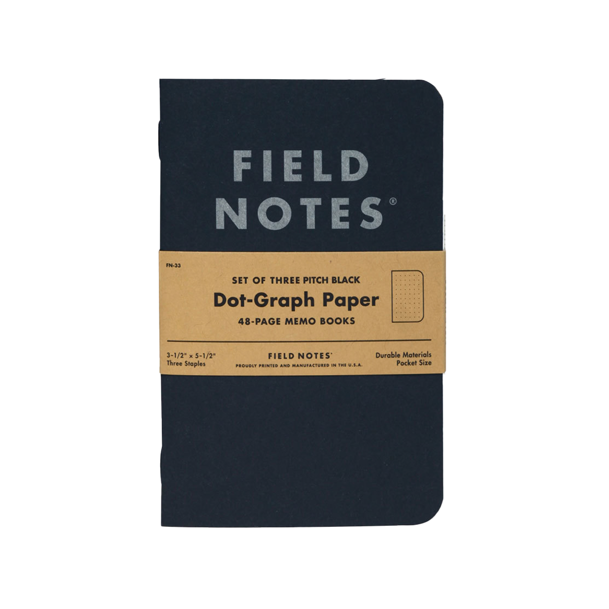 Field Notes Pitch Black Dot-Graph Paper 3-Pack