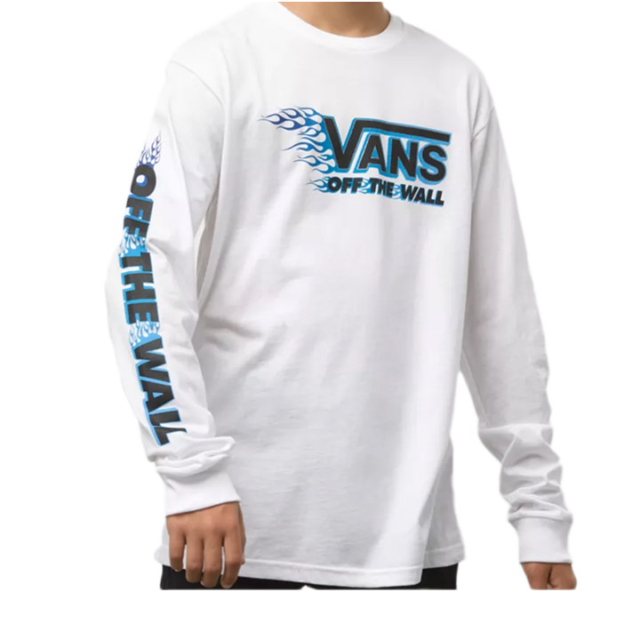 Vans Youth Metallic Flame Long Sleeve T Shirt White