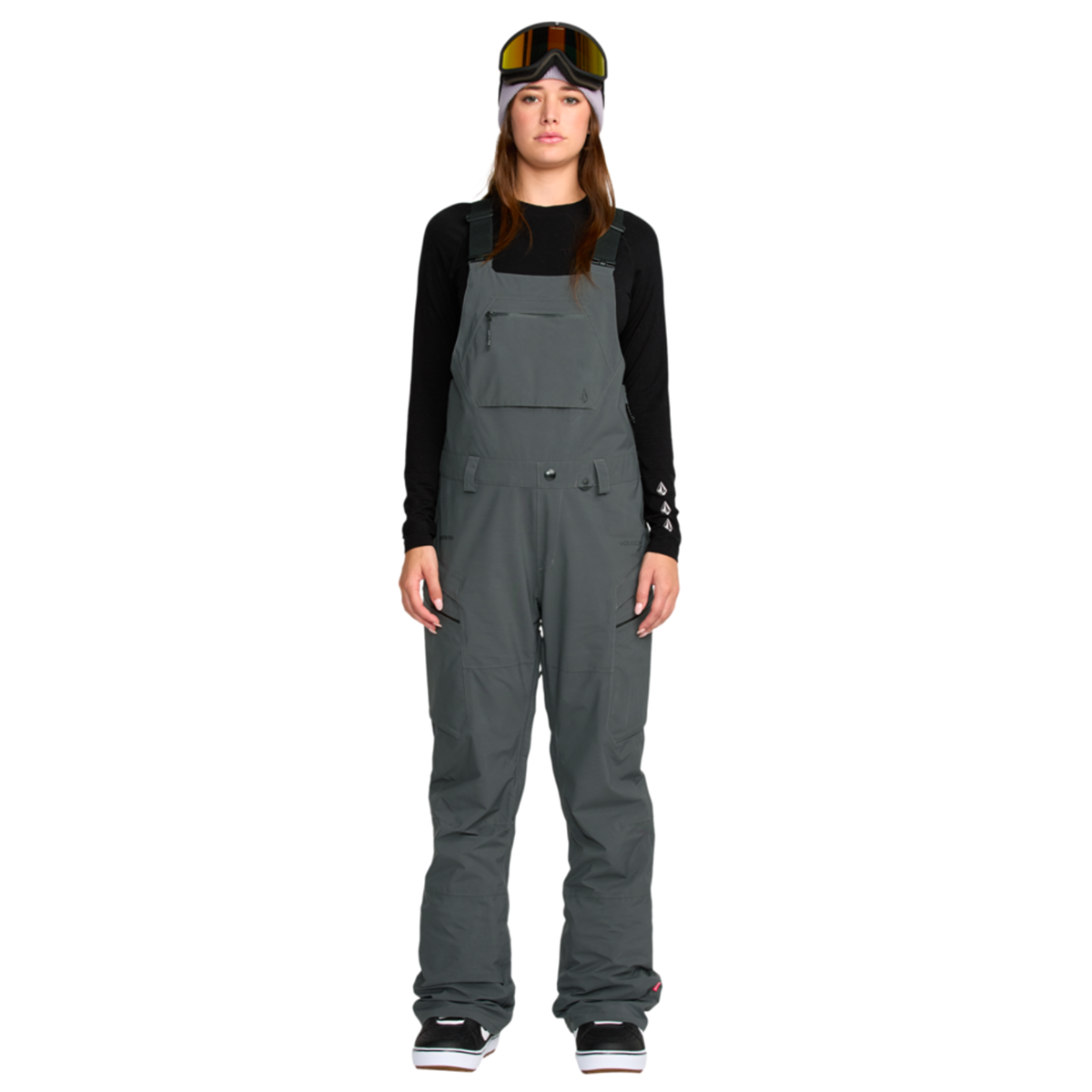 2026 SAMPLE Volcom Women's Ash Stretch Gore Bib Overall - Dark Grey