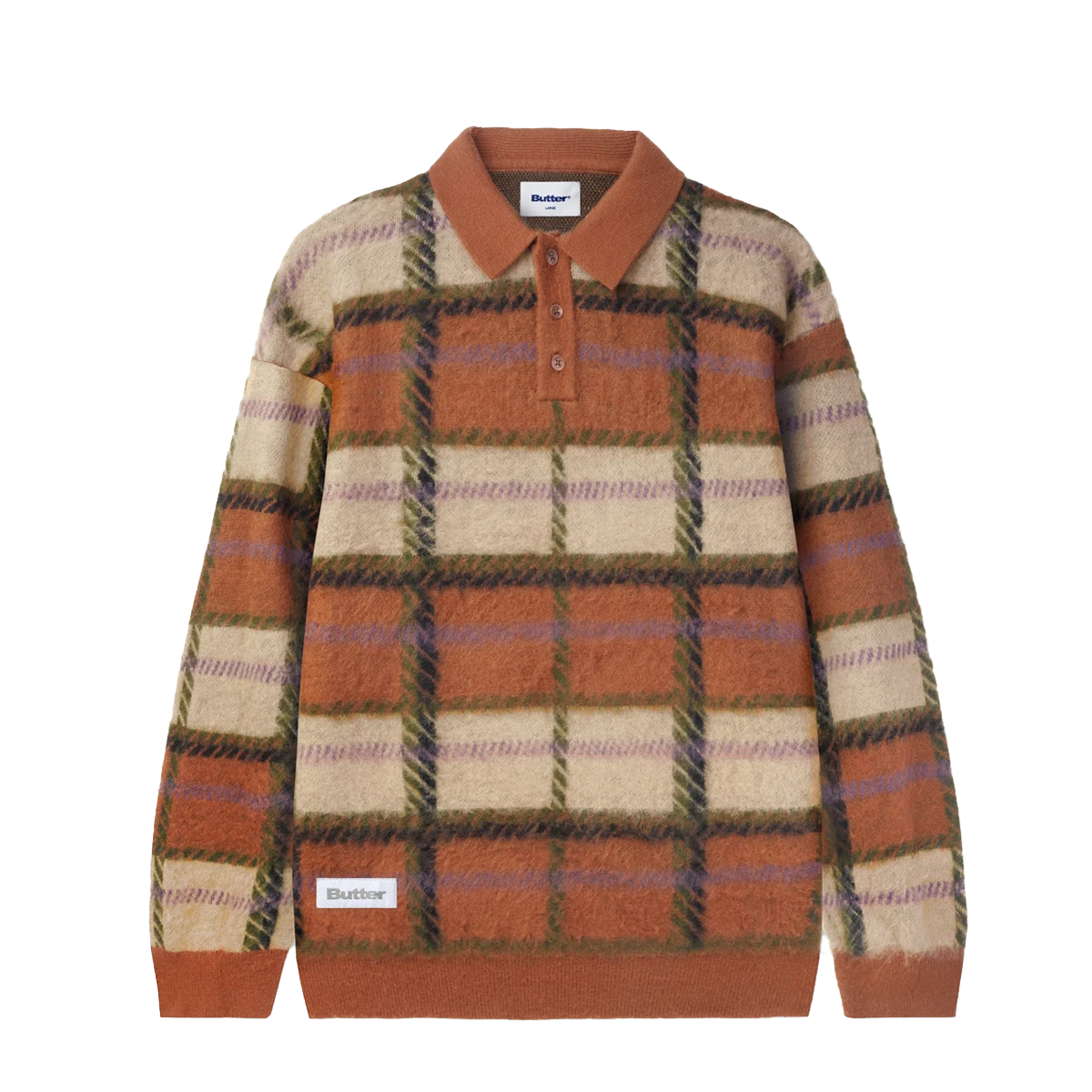 Butter Ivy Button Up Knit Sweater - Brown/Tan