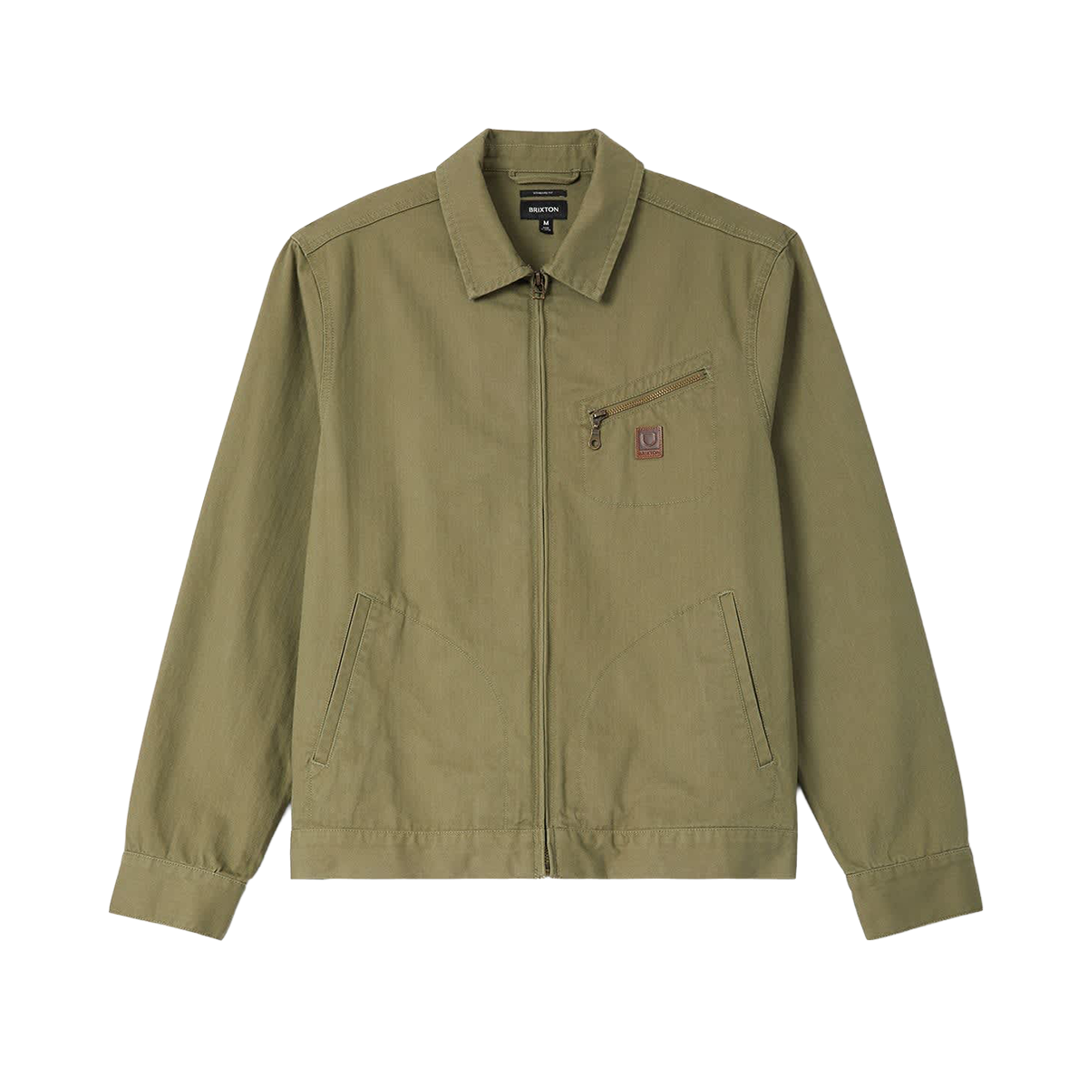 Brixton Mechanic Garage Zip Jacket - Olive Surplus Herringbone
