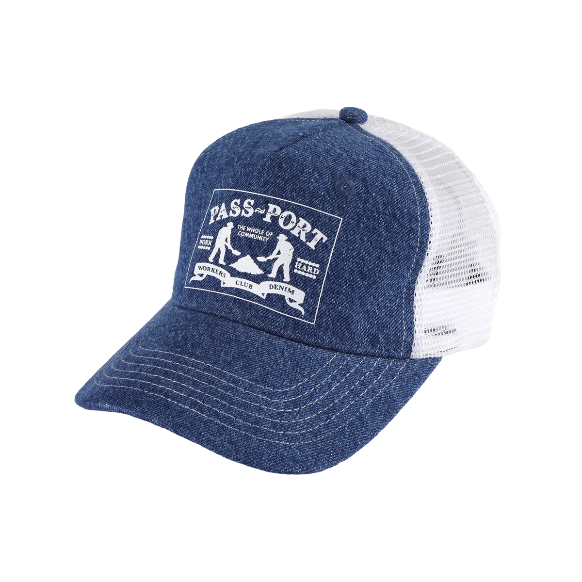 Passport Workers Club Denim Packers Trucker Hat - Washed Dark Indigo
