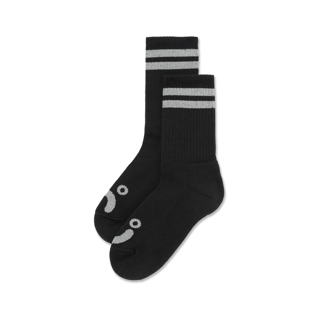 Polar Ribbed Happy Sad Socks - Black/Heather Gray