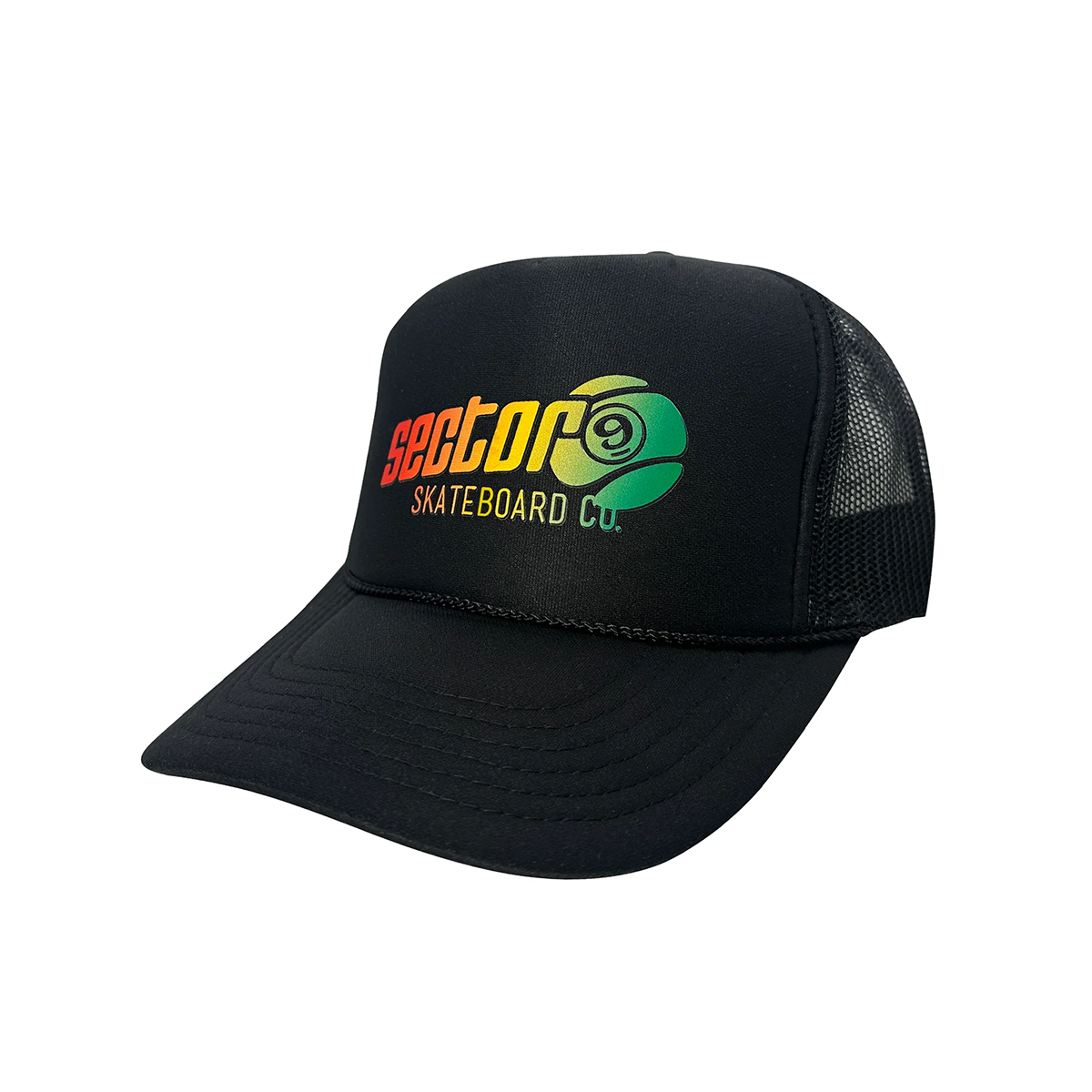 Sector 9 Logo Trucker Hat - Black / Rasta