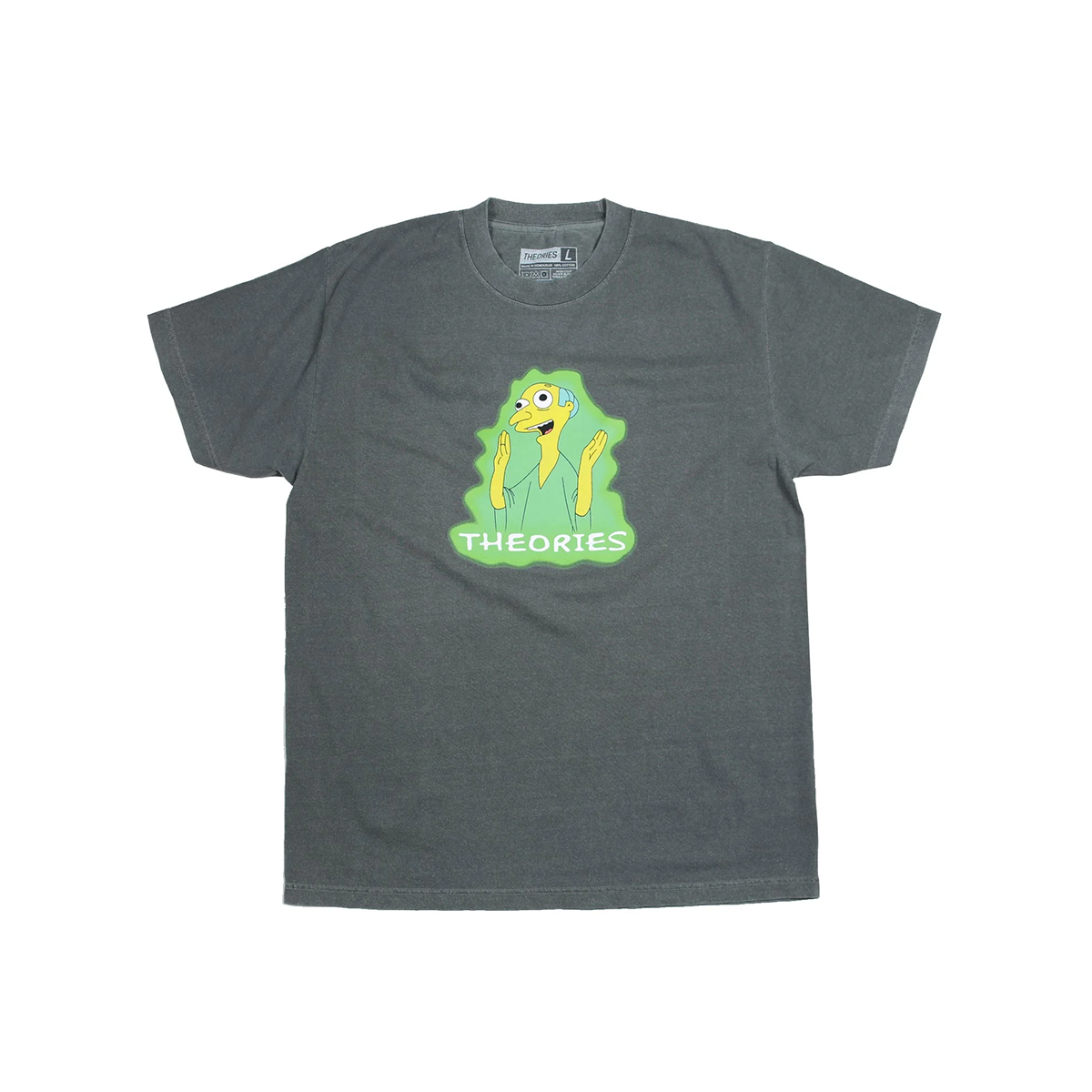 Theories Healthy Green Glow Garment Dyed T-Shirt - Washed Black