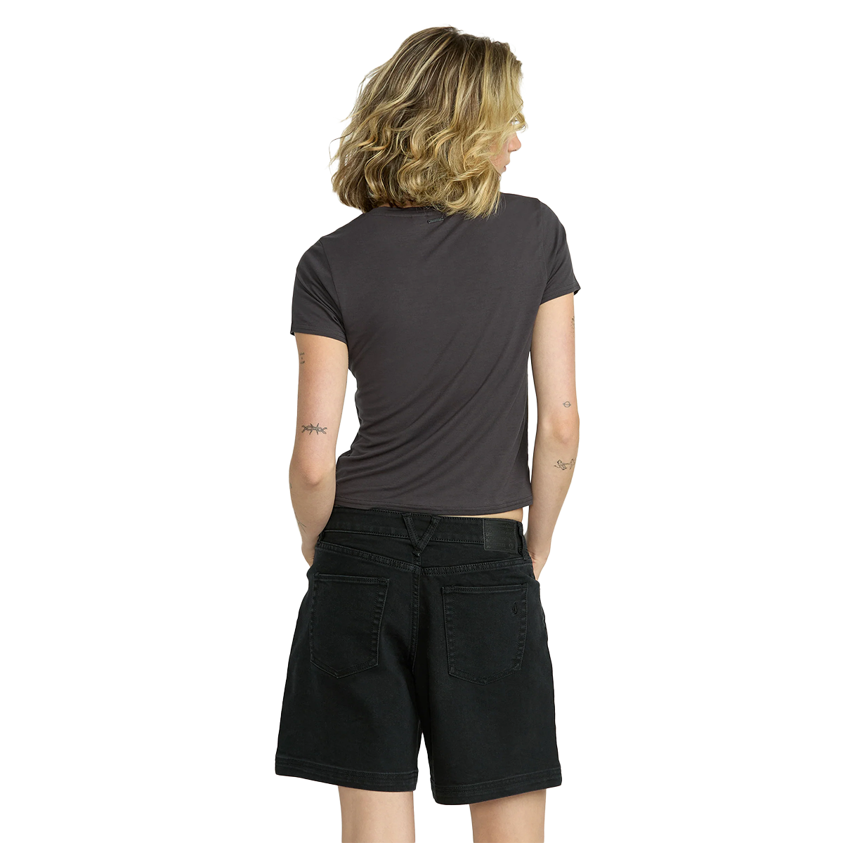 Volcom Women's Strait Up Long Shorts - Black Out