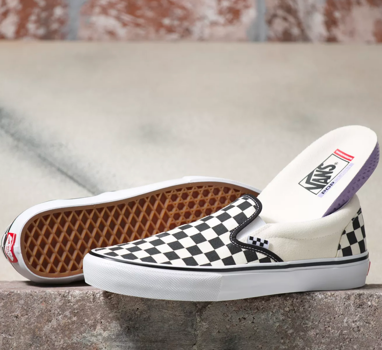 Vans Skate Slip-On Checkerboard Shoe - Black / White
