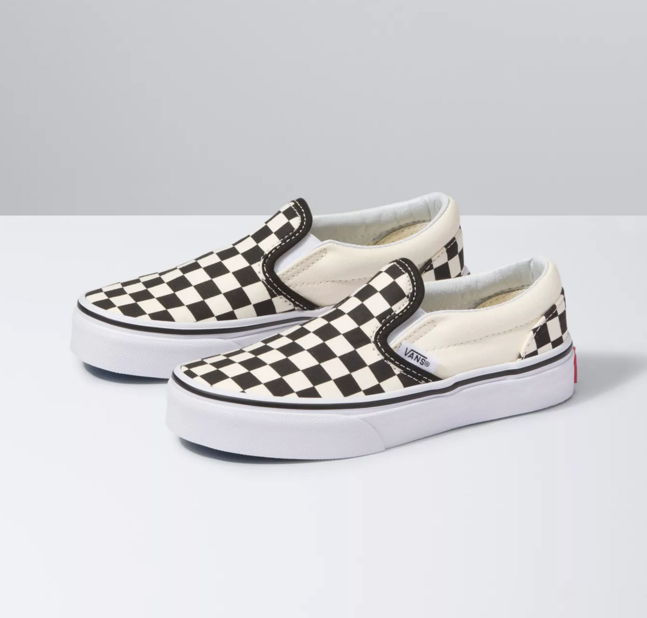 Vans Youth Classic Slip On Checkerboard Shoe - Black / White