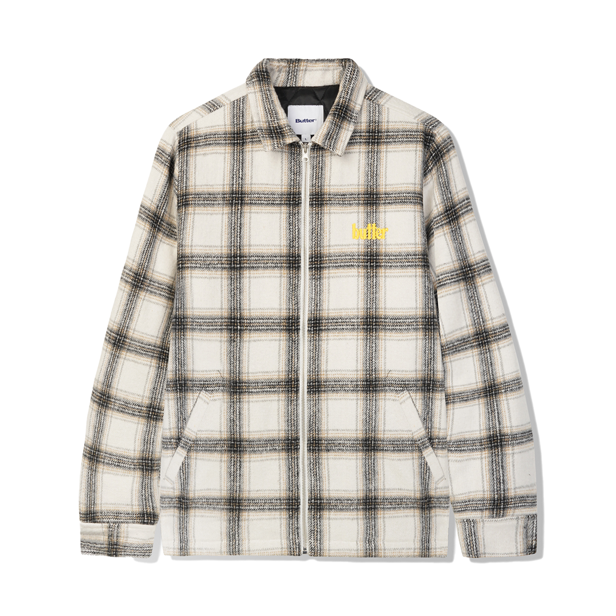 Butter Plaid Flannel Insulated Over Shirt - White