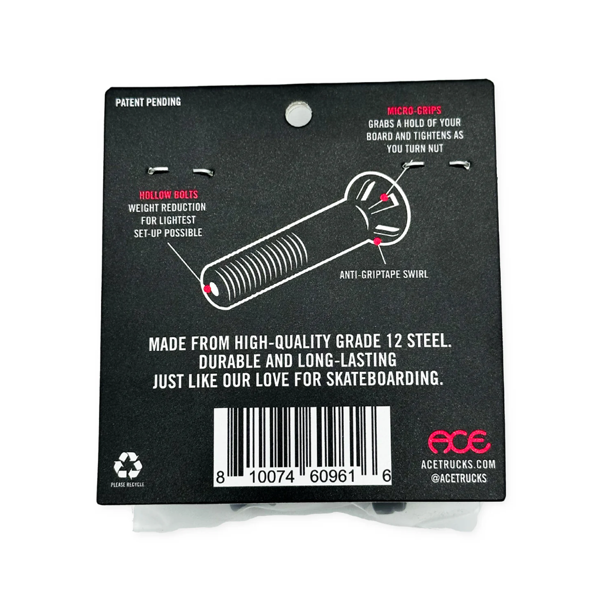 Ace Hollow Bolts w/ Grippers Allen