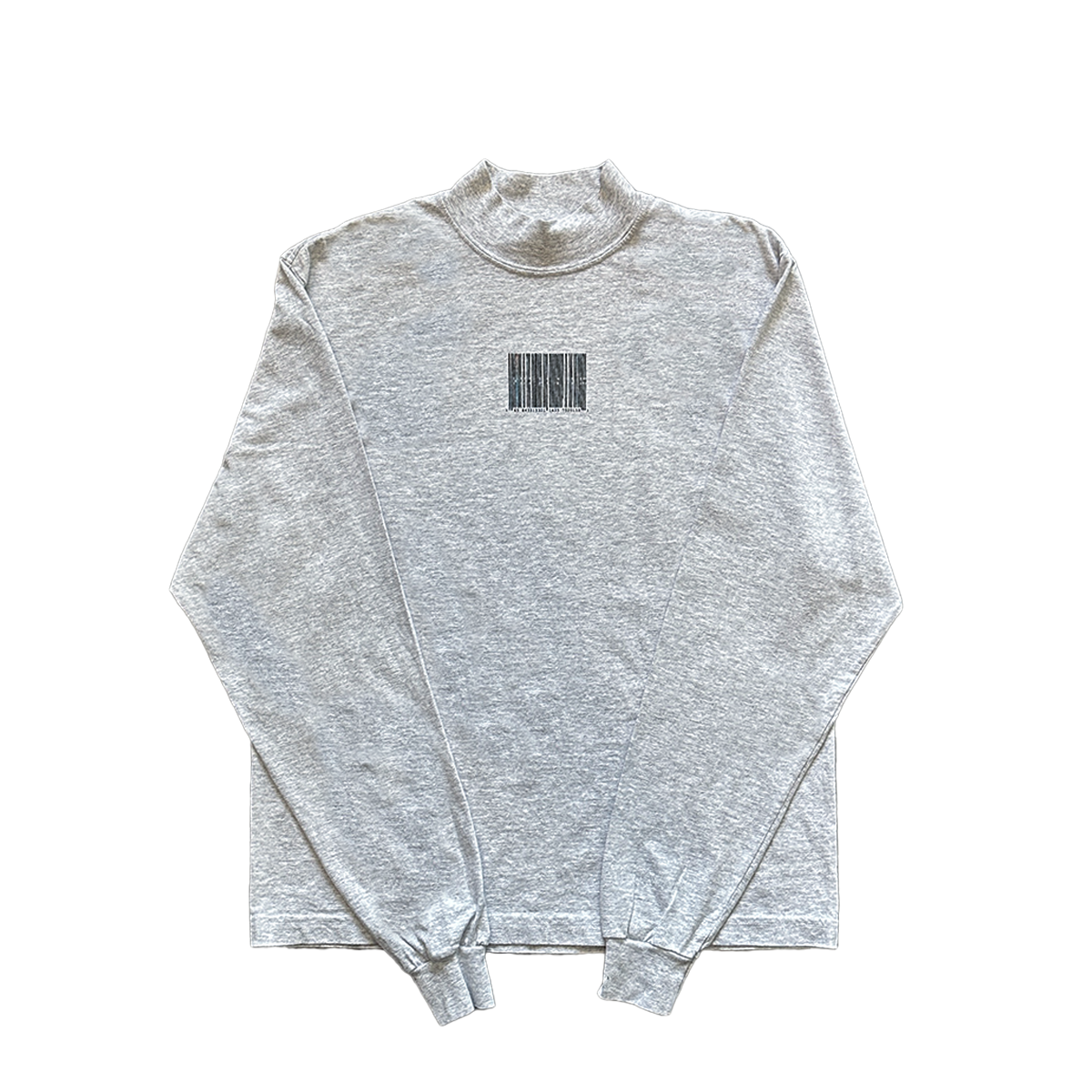 Directive Barcode Long Sleeve Mockneck T-Shirt - Ash