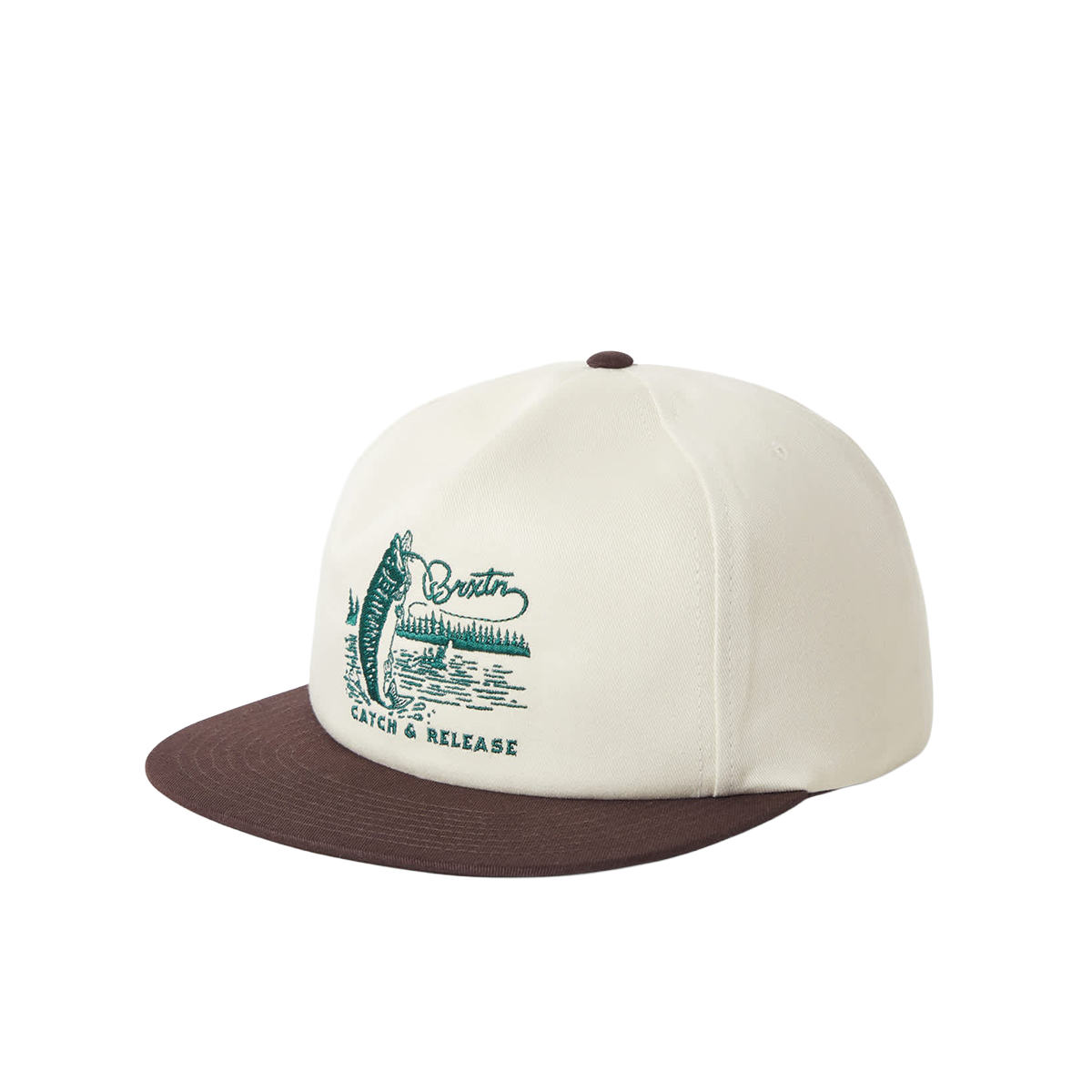 Brixton Catch And Release Snapback Hat - Off White / Brown