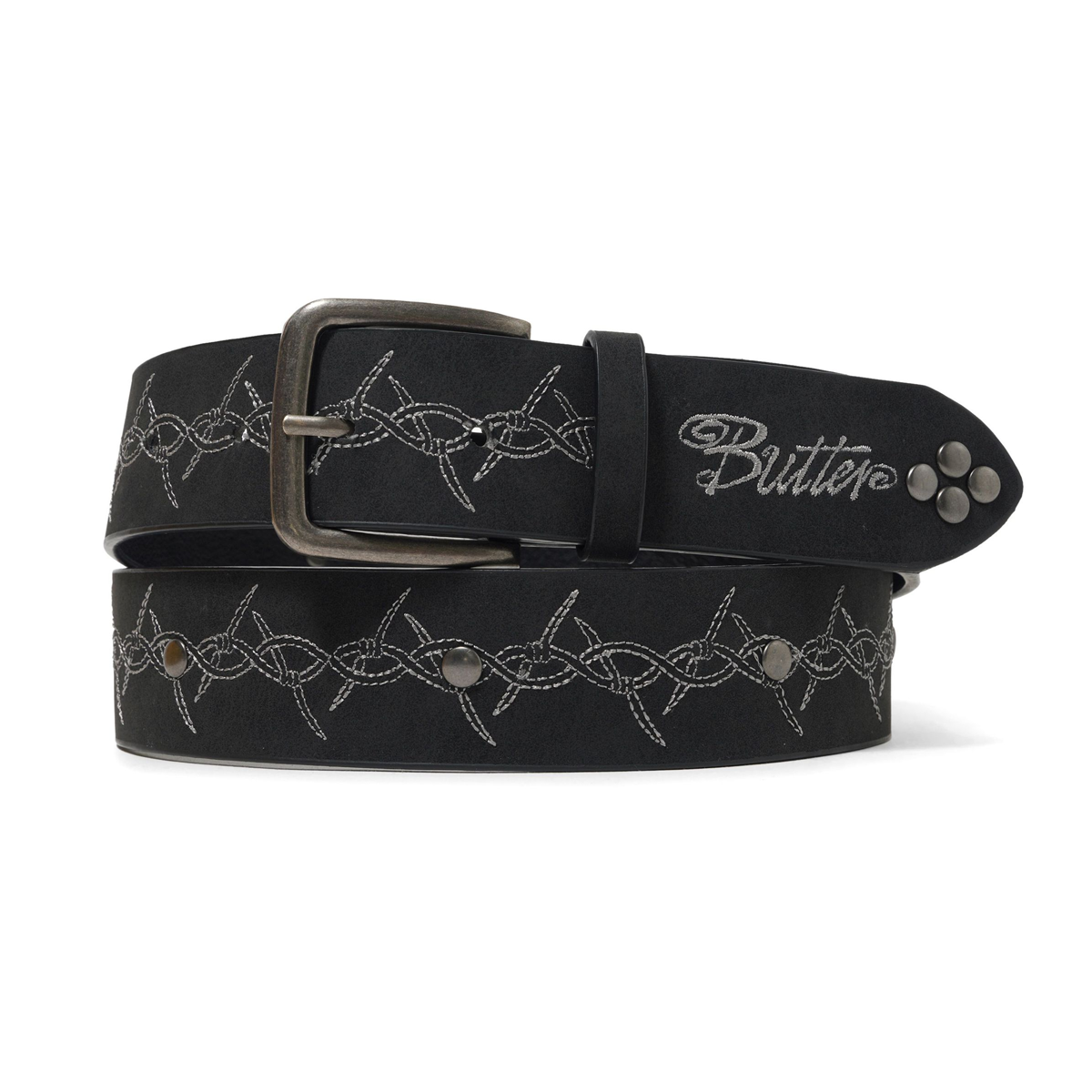 Butter Barbed Wire Studded Belt - Black