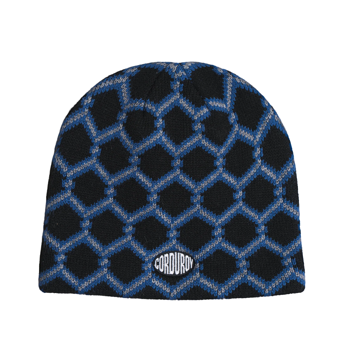 Corduroy Keep Out Skully Beanie - Black