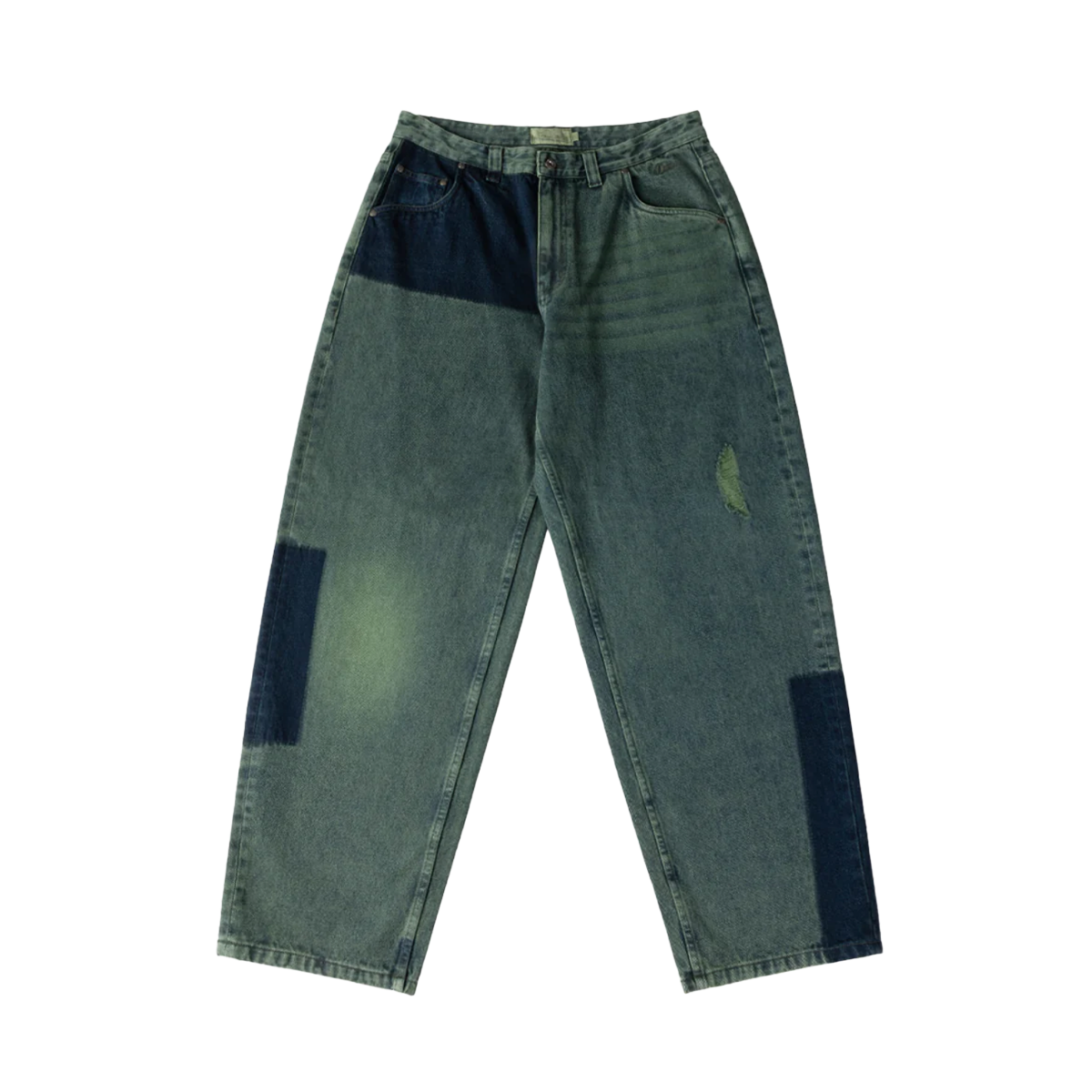 Dime Baggy Denim Pants - Distressed Green