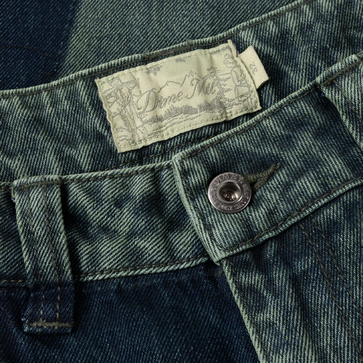 Dime Baggy Denim Pants - Distressed Green