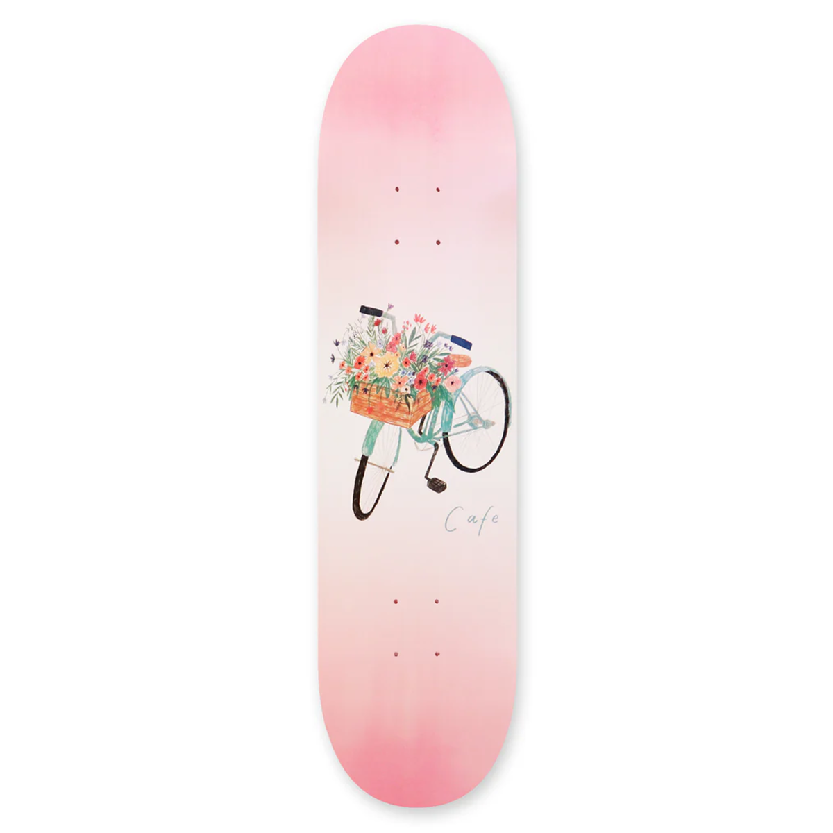 Cafe Flower Basket Pink Skate Deck - 8