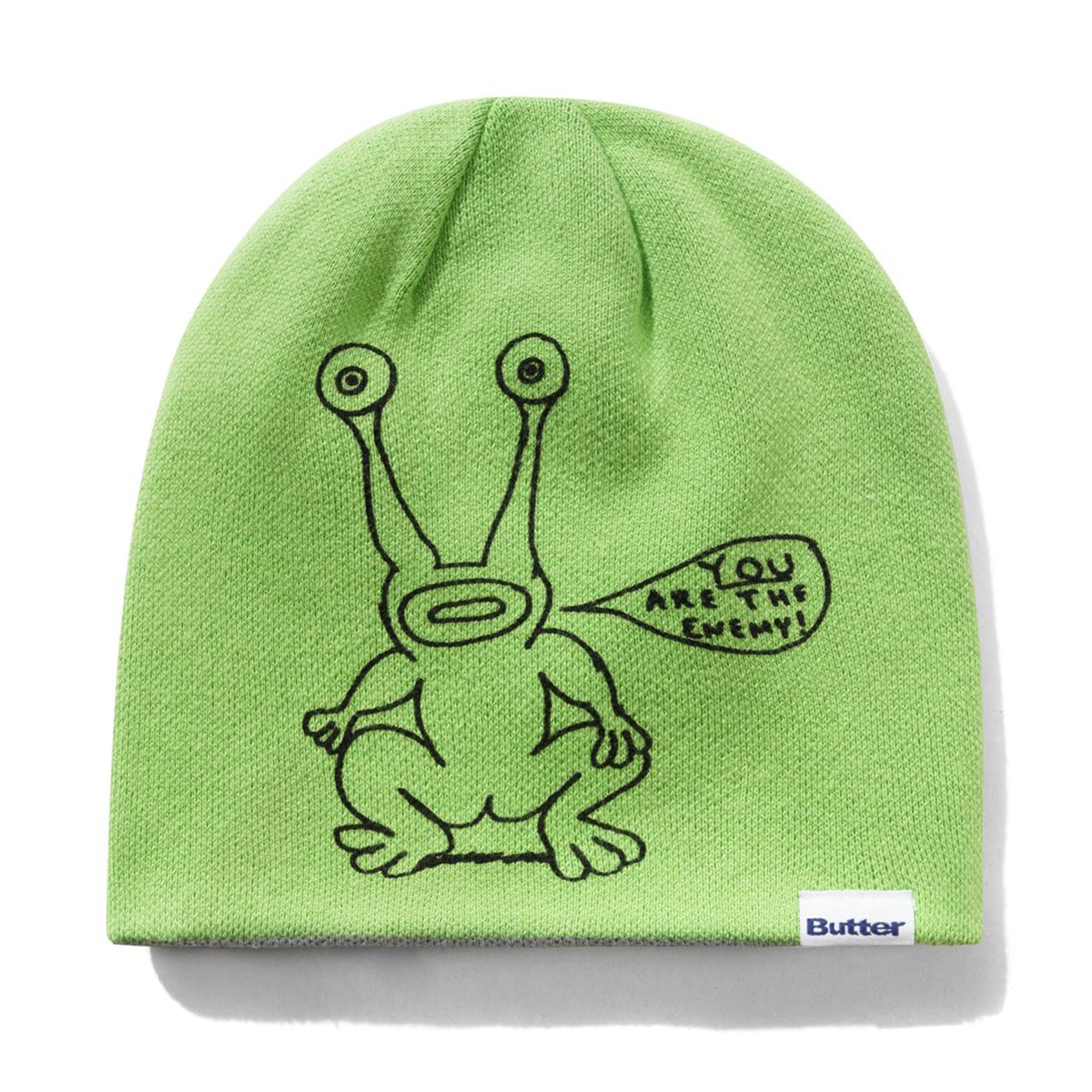 Butter Frog Reversible Beanie - Lime / Grey