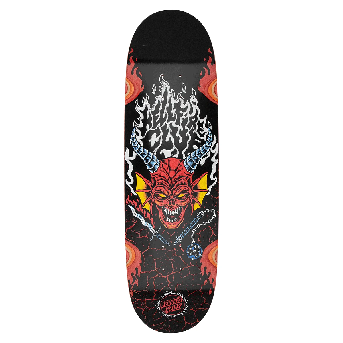 Santa Cruz x Stranger Things Hellfire Club Flames Skate Deck - 9.0
