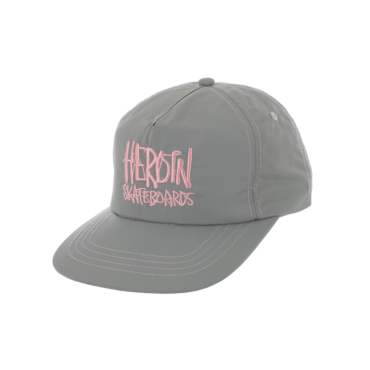 Heroin Script Nylon Snapback Hat - Grey/Pink