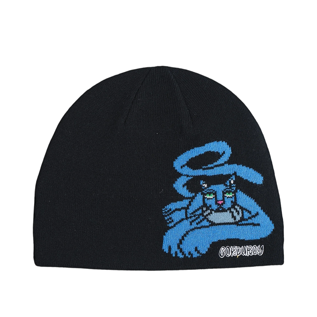 Corduroy Blue Cat By Jamie Lynn Beanie - Black