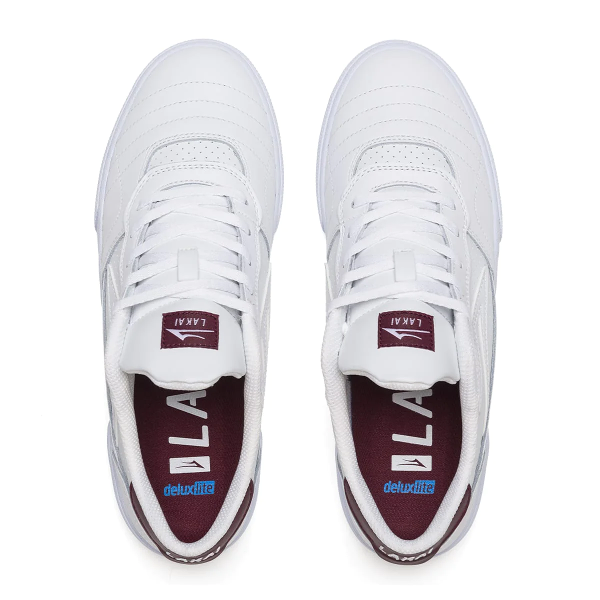 Lakai Cambridge Shoes - White/Burgundy Leather