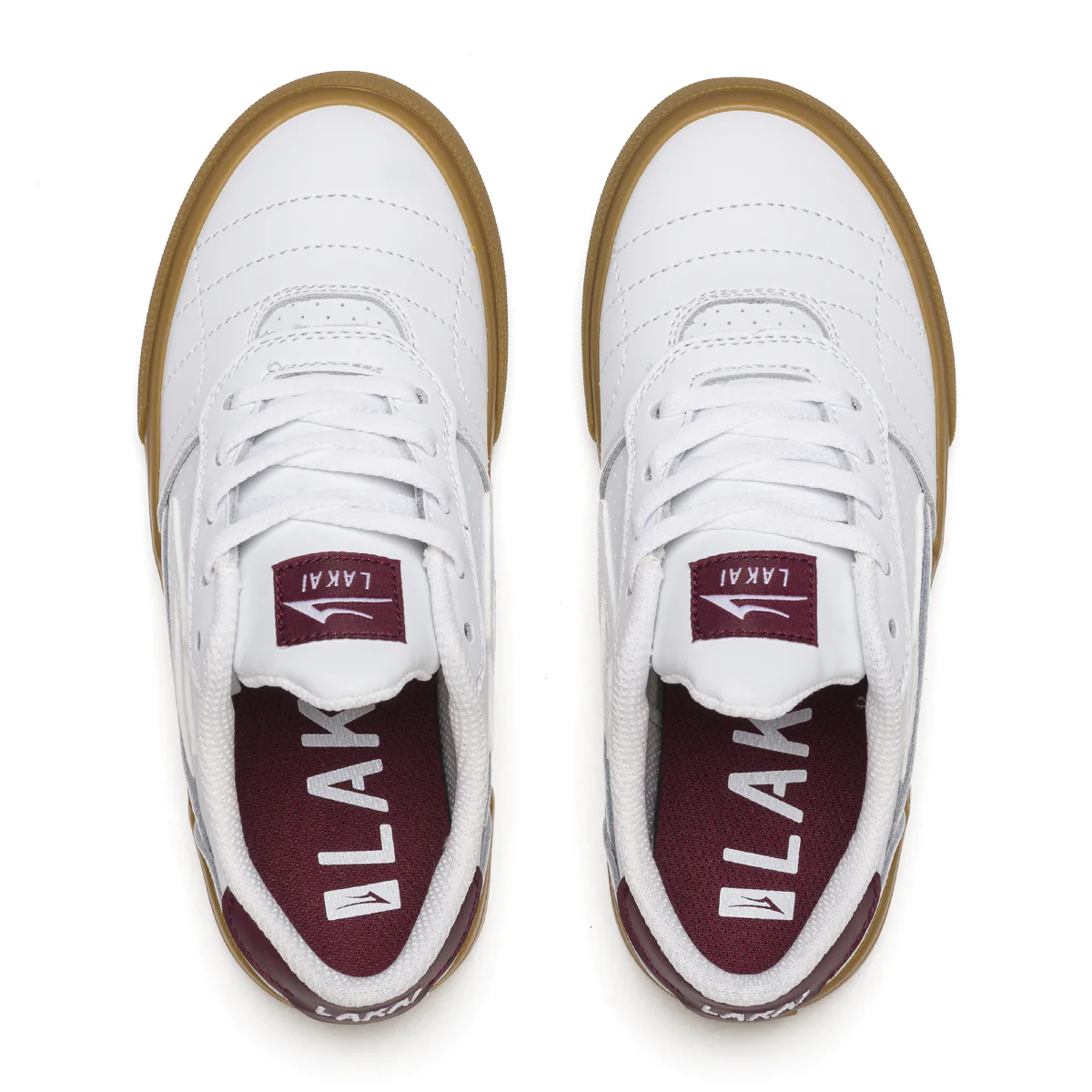 Lakai Youth Cambridge Shoes - White/Burgundy Leather