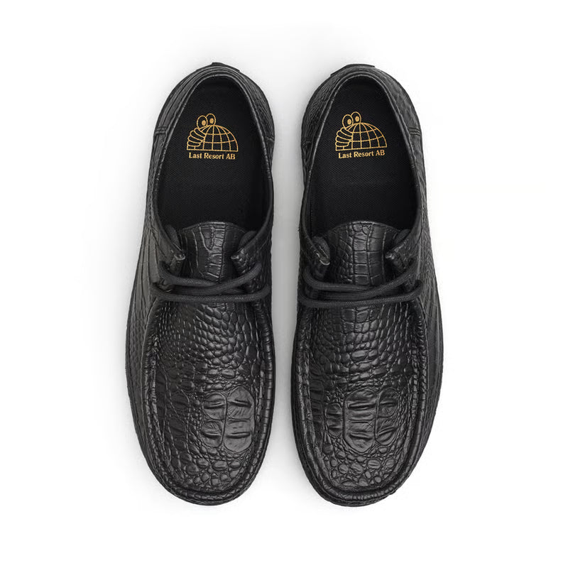 Last Resort AB VM006 Moc Lo Leather Shoes - Croc Black / Black