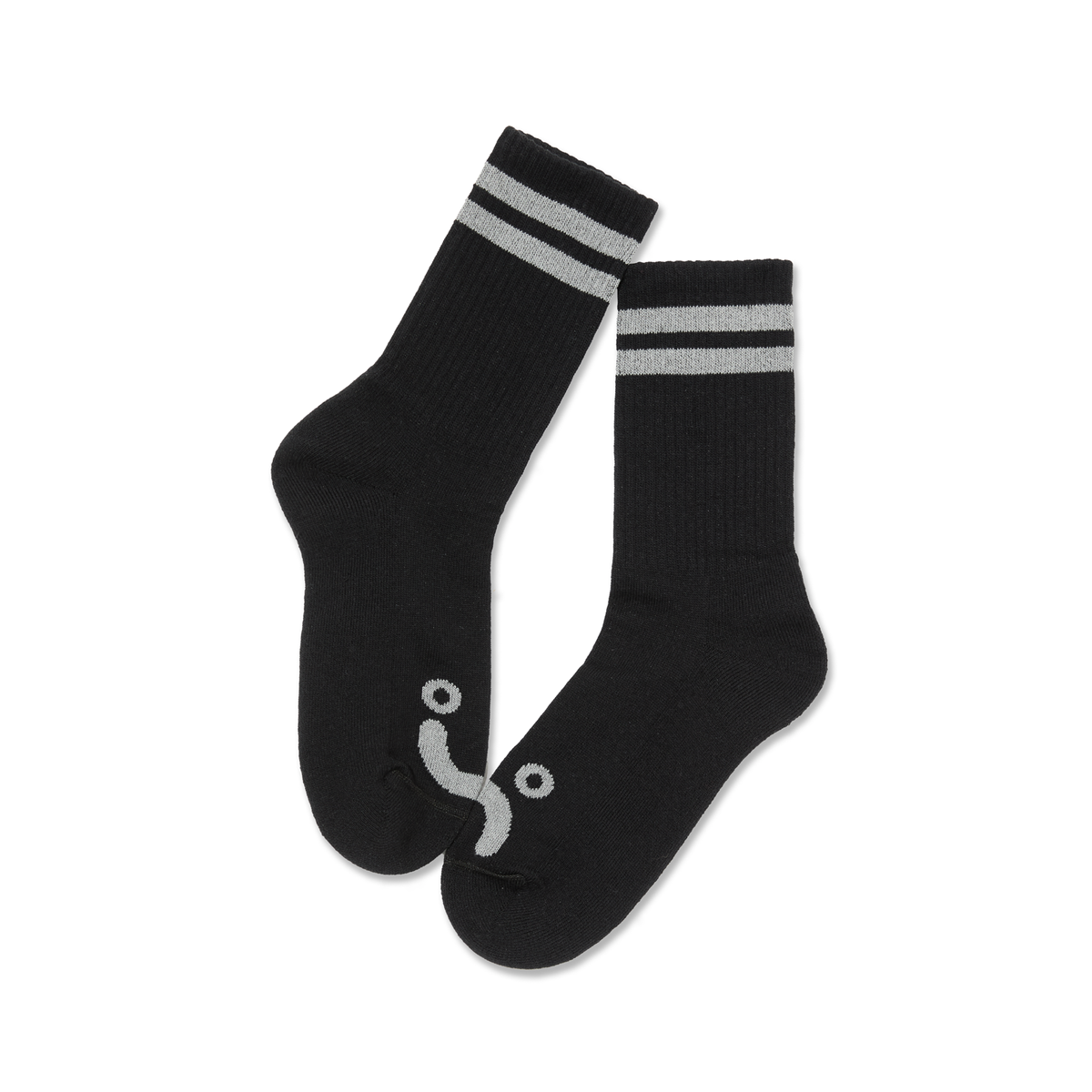 Polar Ribbed Happy Sad Socks - Black/Heather Gray