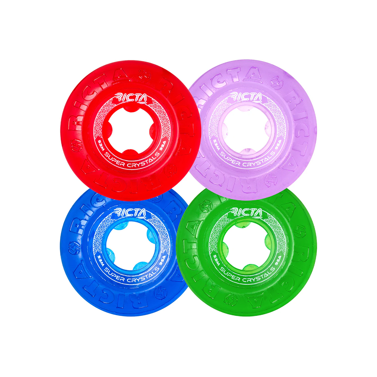 Ricta Super Crystals Skate Wheels 95A Trans Purple Green Blue Red - 53mm