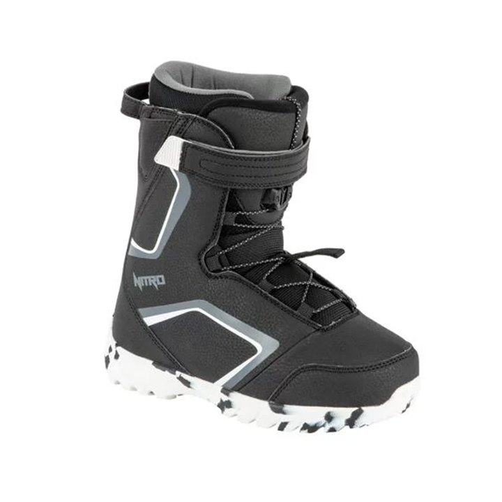 Nitro Youth Droid QLS Snowboard Boots - Black / White / Charcoal