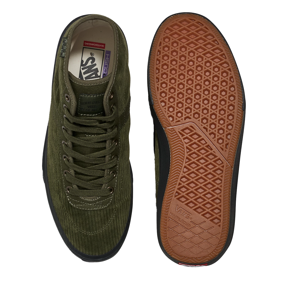 Vans Skate Crockett High Decon Corduroy Skate Shoe - Olive / Black