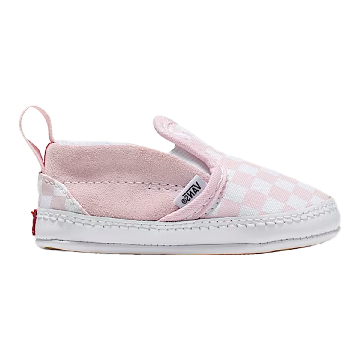 Vans Slip-On V Crib Shoes - Checkerboard Blushing Bride Pink / True White