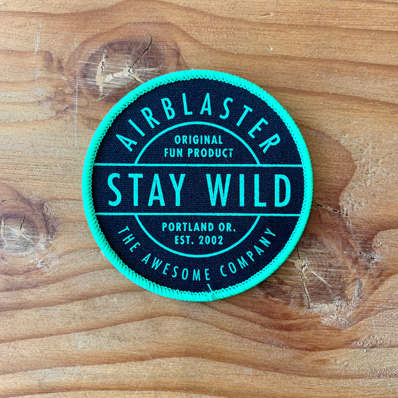 Air Blaster Stay Wild Sew On Patch - Black/Green