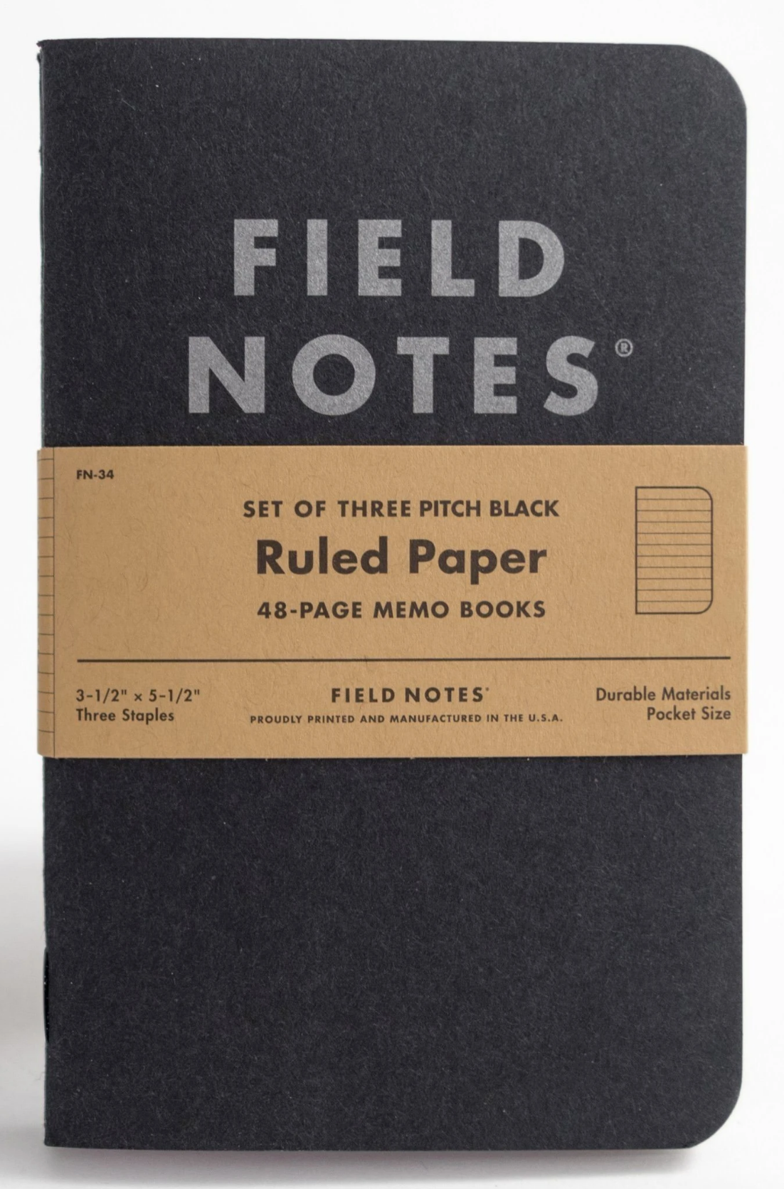 Field Notes Pitch Black Ruled Paper 3-Pack