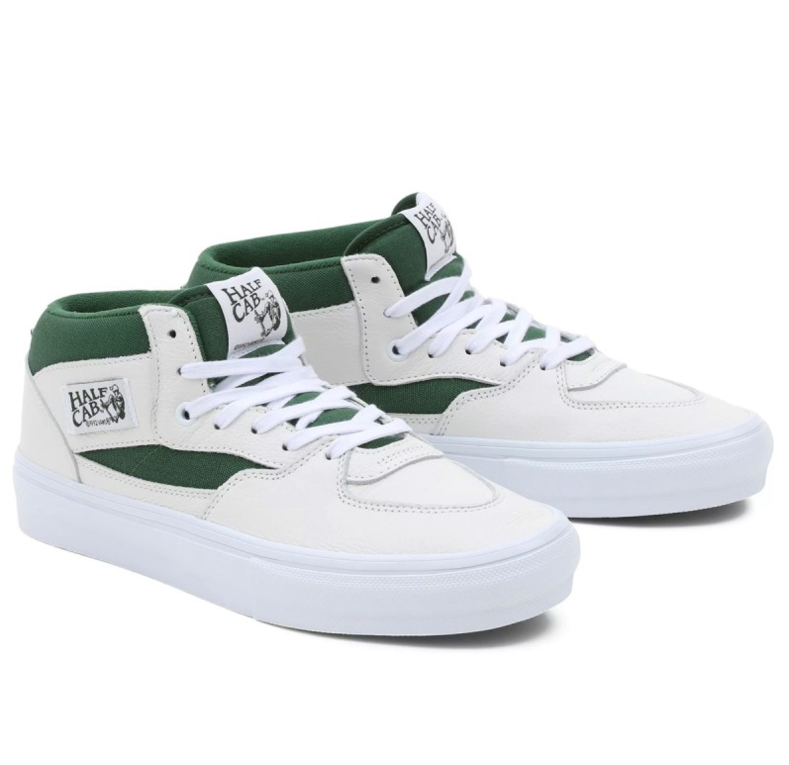 Zij zijn buis Nauwgezet Vans Skate Half Cab Shoes - White/Green - Directive Boardshop